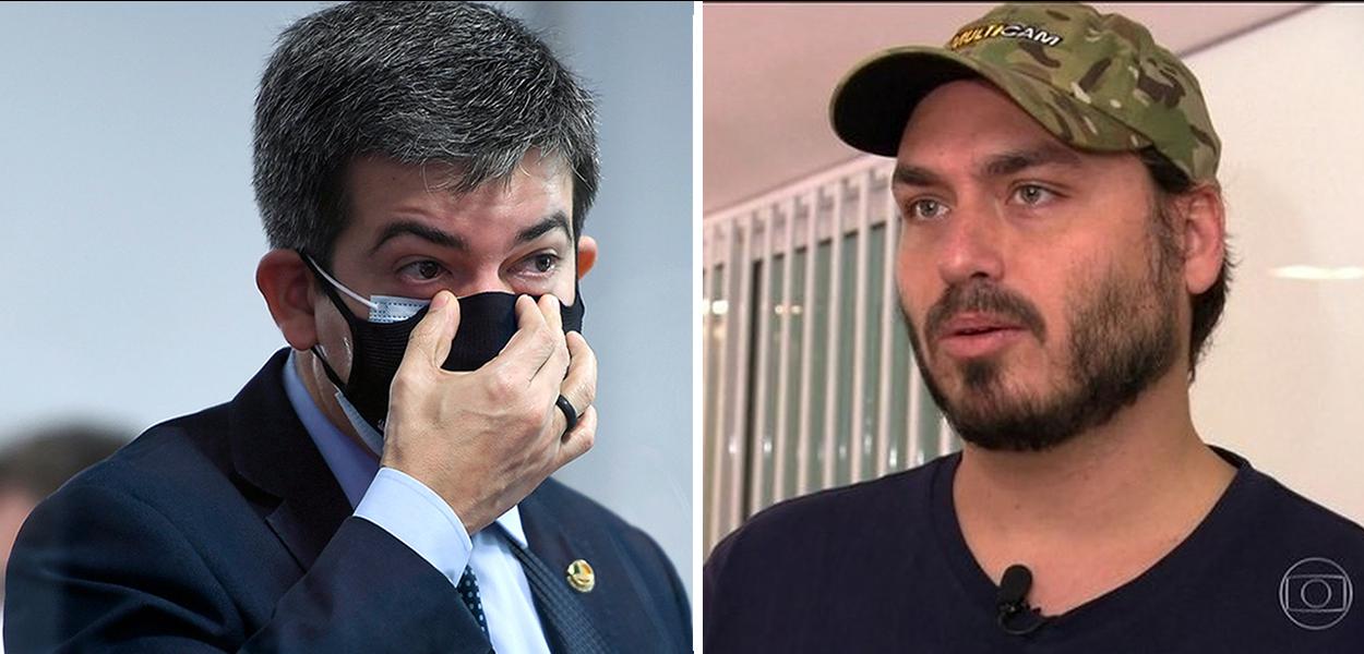 Randolfe Rodrigues e Carlos Bolsonaro (Foto: Edilson Rodrigues/Agência Senado | Reprodução) Randolfe Rodrigues e Carlos Bolsonaro