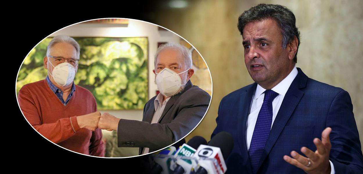 Ex-presidentes FHC e Lula, e o deputado Aécio Neves (PSDB)