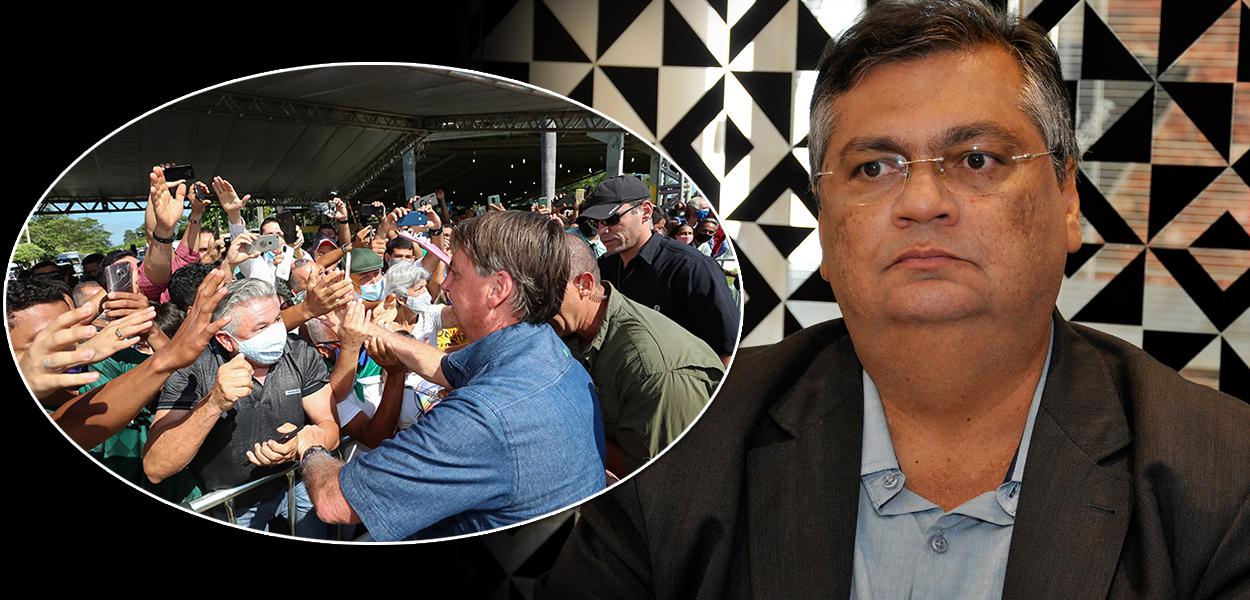 Bolsonaro causando aglomeração e Flávio Dino (Foto: Isac Nóbrega/PR | Felipe L. Gonçalves/Brasil247) Bolsonaro causando aglomeração e Flávio Dino