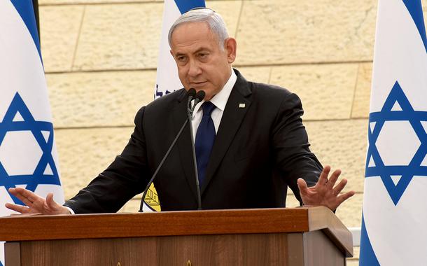 Primeiro-ministro de Israel, Benjamin Netanyahu em Jerusalém 13/04/2021 (Foto: Debbie Hill/Pool via REUTERS) Primeiro-ministro de Israel, Benjamin Netanyahu em Jerusalém 13/04/2021