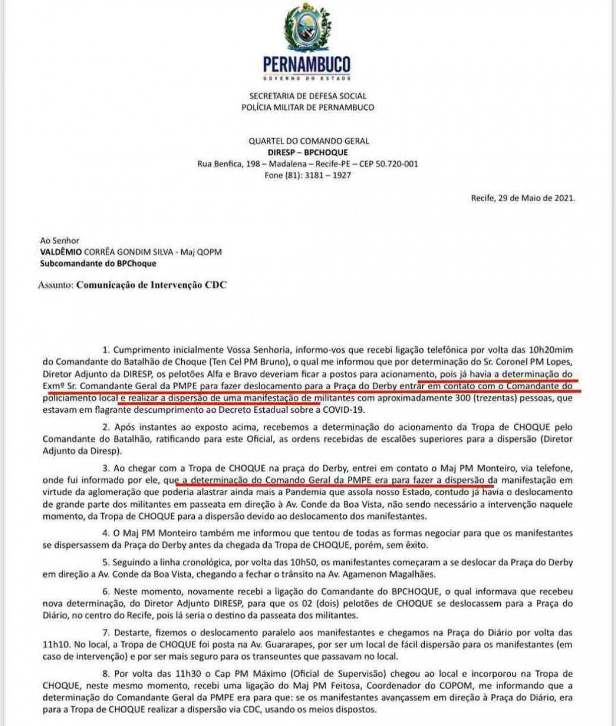 Documento PM Recife