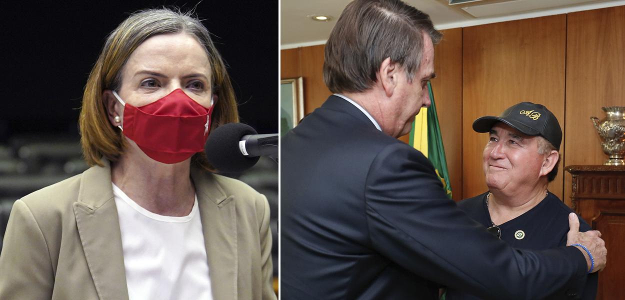 Gleisi Hoffmann e Amado Batista (Foto: Pablo Valadares/Câmara dos Deputados | Alan Santos/PR) Gleisi Hoffmann e Amado Batista