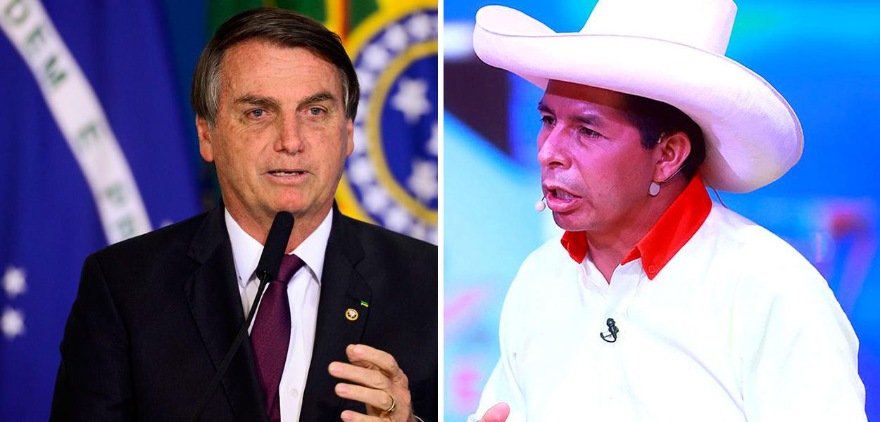 Jair Bolsonaro e Pedro Castillo (Foto: ABr | Agência Peruana de Notícias) Jair Bolsonaro e Pedro Castillo