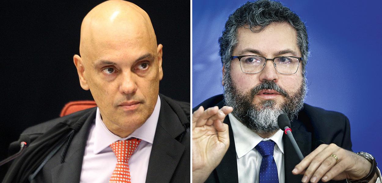 Alexandre de Moraes e Ernesto Araújo (Foto: Nelson Jr./SCO/STF | Adriano Machado/Reuters) Alexandre de Moraes e Ernesto Araújo