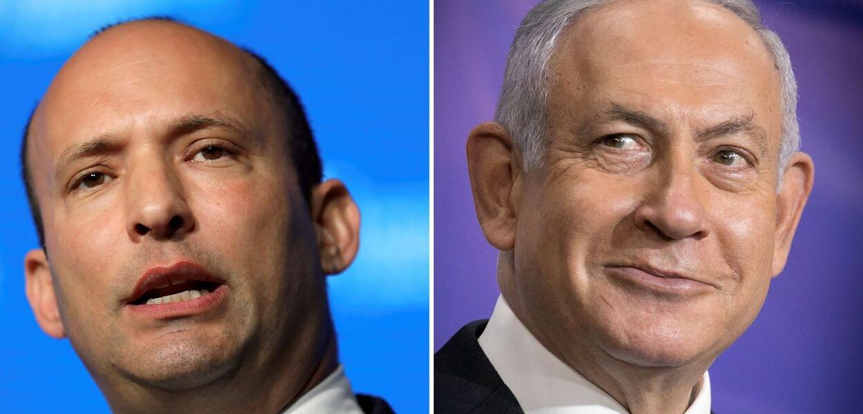 Naftali Bennett e Benjamin Netanyahu (Foto: Miriam Alster/Pool via Reuters | Reuters/Ammar Awad) Naftali Bennett e Benjamin Netanyahu