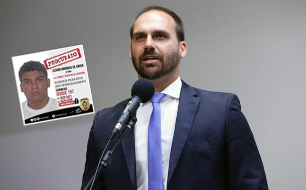 Deputado Eduardo Bolsonaro e Lázaro Souza (Foto: Agência Câmara / Reprodução) Deputado Eduardo Bolsonaro e Lázaro Souza