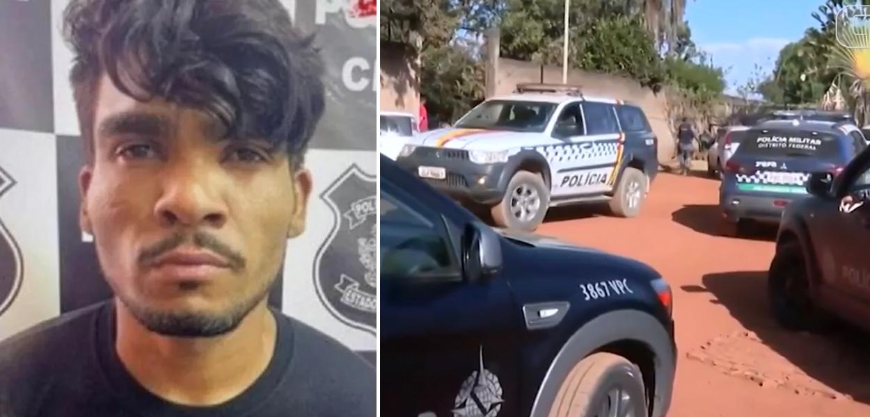 Lázaro Barbosa e operação policial (Foto: Reprodução) Lázaro Barbosa e operação policial