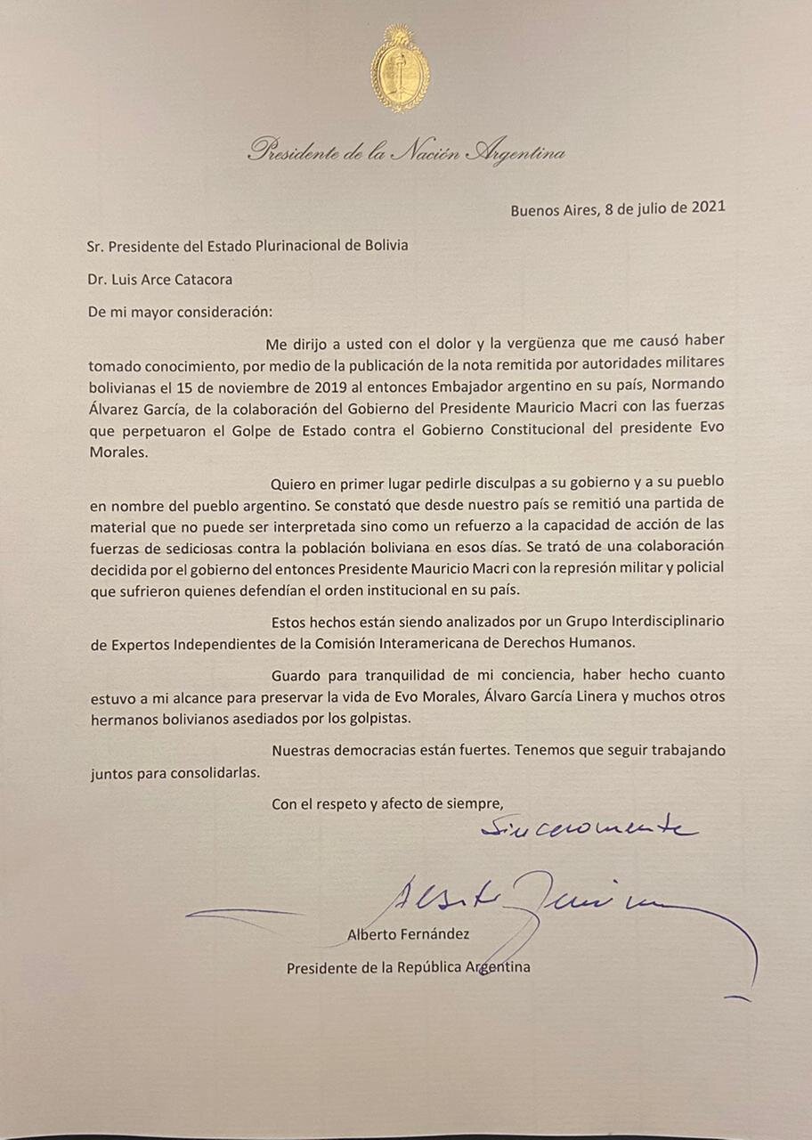 Carta Alberto Fernández