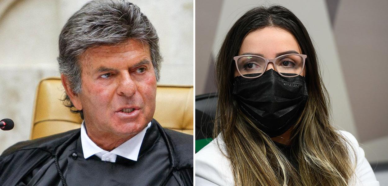 Luiz Fux e Emanuela Medrades (Foto: Fellipe Sampaio/SCO/STF | Marcos Oliveira/Agência Senado) Luiz Fux e Emanuela Medrades