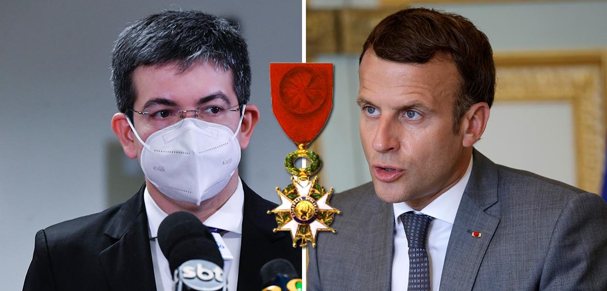 Randolfe e Macron (Foto: Leopoldo Silva/Agência Senado | Reuters) Randolfe e Macron