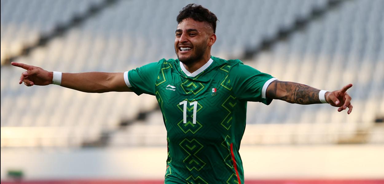 Alexis Vega comemora gol marcado na vitória do México sobre a França no torneio de futebol masculino da Olimpíada de Tóquio (Foto: REUTERS/Edgar Su) Alexis Vega comemora gol marcado na vitória do México sobre a França no torneio de futebol masculino da Olimpíada de Tóquio