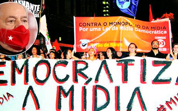 Ex-presidente Luiz Inácio Lula da Silva e um ato pela democratização da mídia (Foto: Carla Carniel/Reuters | Reprodução) Ex-presidente Luiz Inácio Lula da Silva e um ato pela democratização da mídia