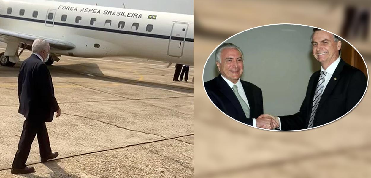 Temer embarcando para Brasília para encontro com Bolsonaro (Foto: Instagam e Ag. Brasil) Temer embarcando para Brasília para encontro com Bolsonaro