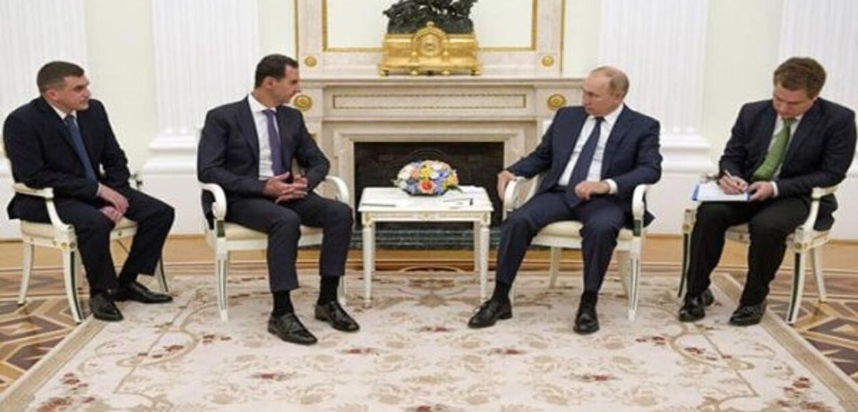 Os presidentes da Síria e da Rússia se reúnem em Moscou (Foto: Presidência síria) Os presidentes da Síria e da Rússia se reúnem em Moscou