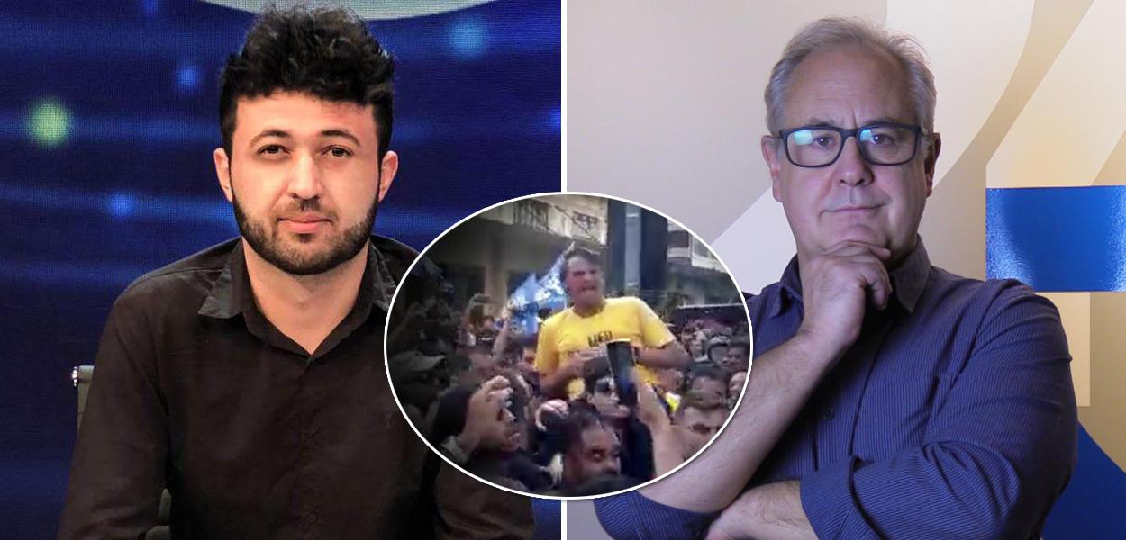 Sam Pancher, Bolsonaro levando facada e Joaquim de Carvalho (Foto: Reprodução/Facebook | Brasil247) Sam Pancher, Bolsonaro levando facada e Joaquim de Carvalho