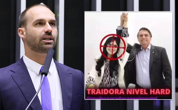 Eduardo Bolsonaro, Dayane Pimentel e Jair Bolsonaro (Foto: Najara Araújo/Câmara dos Deputados | Reprodução) Eduardo Bolsonaro, Dayane Pimentel e Jair Bolsonaro