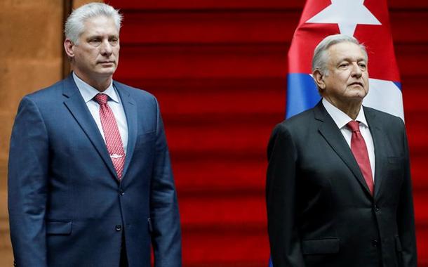 Presidente de Cuba, Miguel Díaz-Canel, e o presidente do México, Andres Manuel Lopez Obrador (Foto: Reuters) Presidente de Cuba, Miguel Díaz-Canel, e o presidente do México, Andres Manuel Lopez Obrador