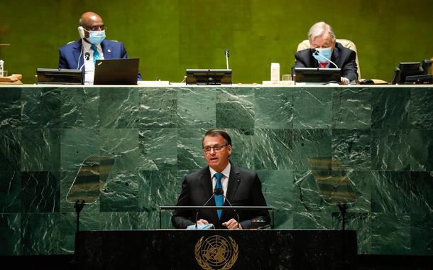Jair Bolsonaro discursa na abertura do Debate Geral da 76a Sessão da Assembleia Geral das Nações Unidas (Foto: Alan Santos/PR) Jair Bolsonaro discursa na abertura do Debate Geral da 76a Sessão da Assembleia Geral das Nações Unidas