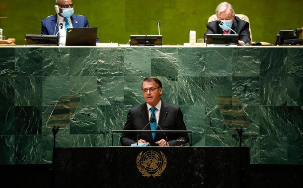 Jair Bolsonaro discursa na abertura do Debate Geral da 76a Sessão da Assembleia Geral das Nações Unidas (Foto: Alan Santos/PR) Jair Bolsonaro discursa na abertura do Debate Geral da 76a Sessão da Assembleia Geral das Nações Unidas