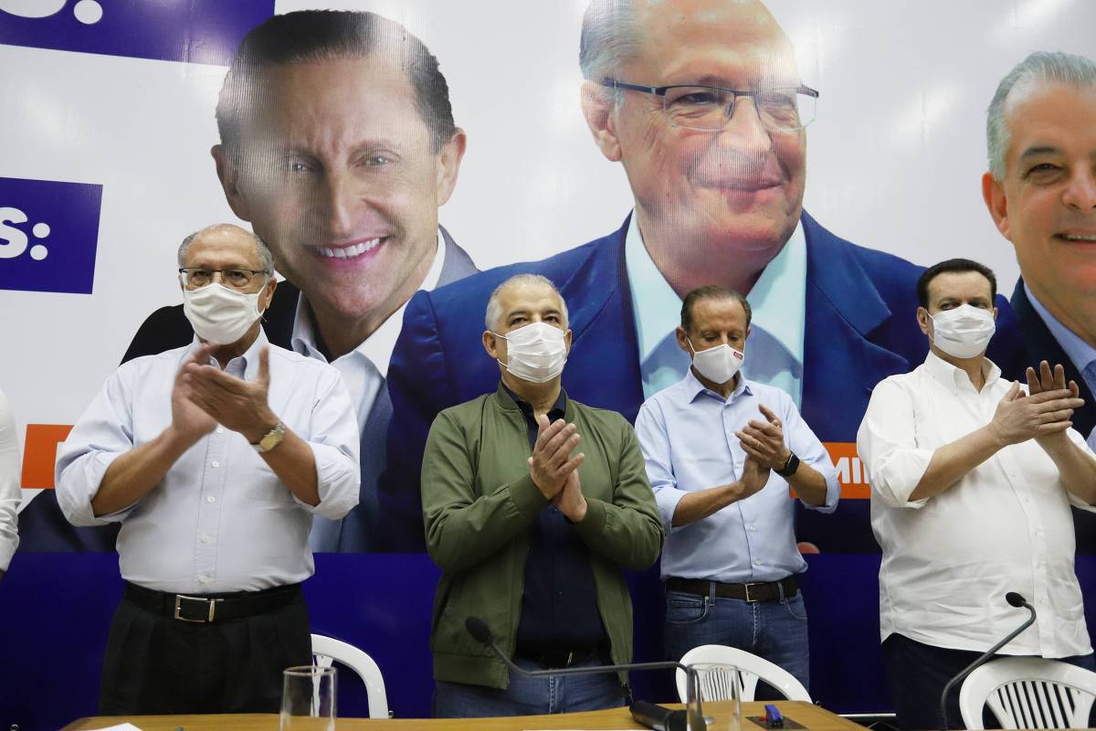 Geraldo Alckmin, Márcio França, Paulo Skaf e Gilberto Kassab (Foto: Fernanda Luz / Divulgação) Geraldo Alckmin, Márcio França, Paulo Skaf e Gilberto Kassab
