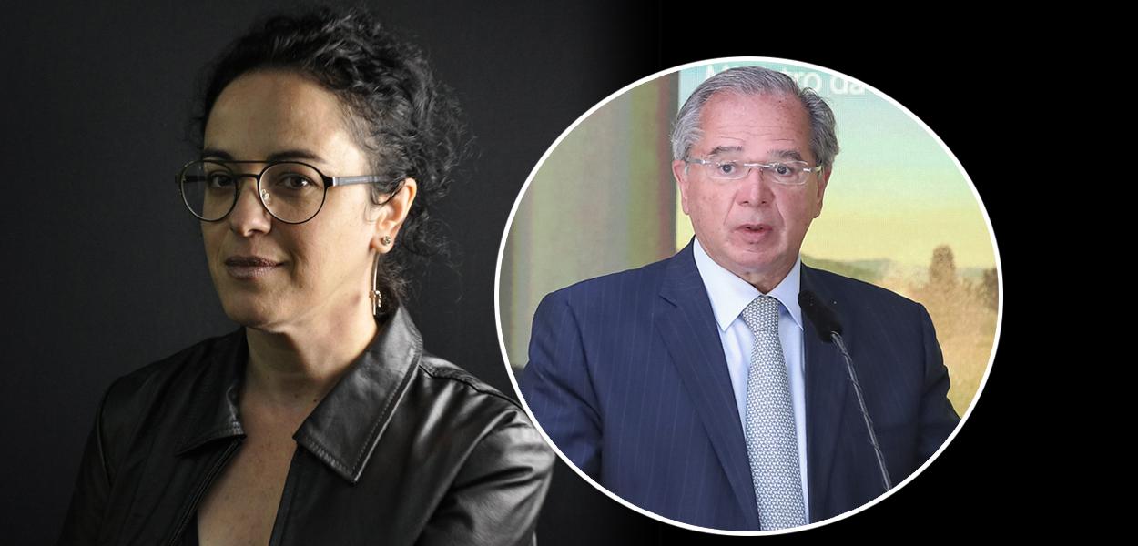 Marcia Tiburi e Paulo Guedes (Foto: Felipe L. Gonçalves/Brasil247 | Marcos Corrêa/PR) Marcia Tiburi e Paulo Guedes