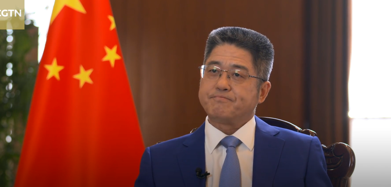 Vice-ministro das Relações Exteriores da China, Le Yucheng (Foto: Reprodução/CGTN) Vice-ministro das Relações Exteriores da China, Le Yucheng