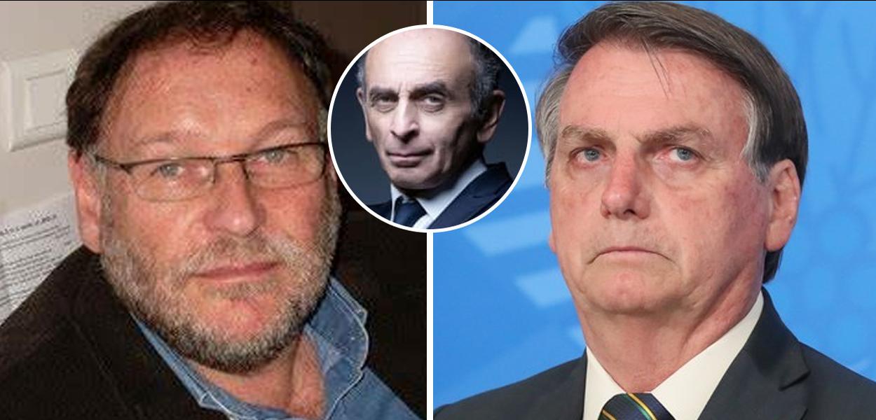 Milton Blay, Eric Zemmour e Jair Bolsonaro (Foto: Reprodução | Fotos Públicas) Milton Blay, Eric Zemmour e Jair Bolsonaro