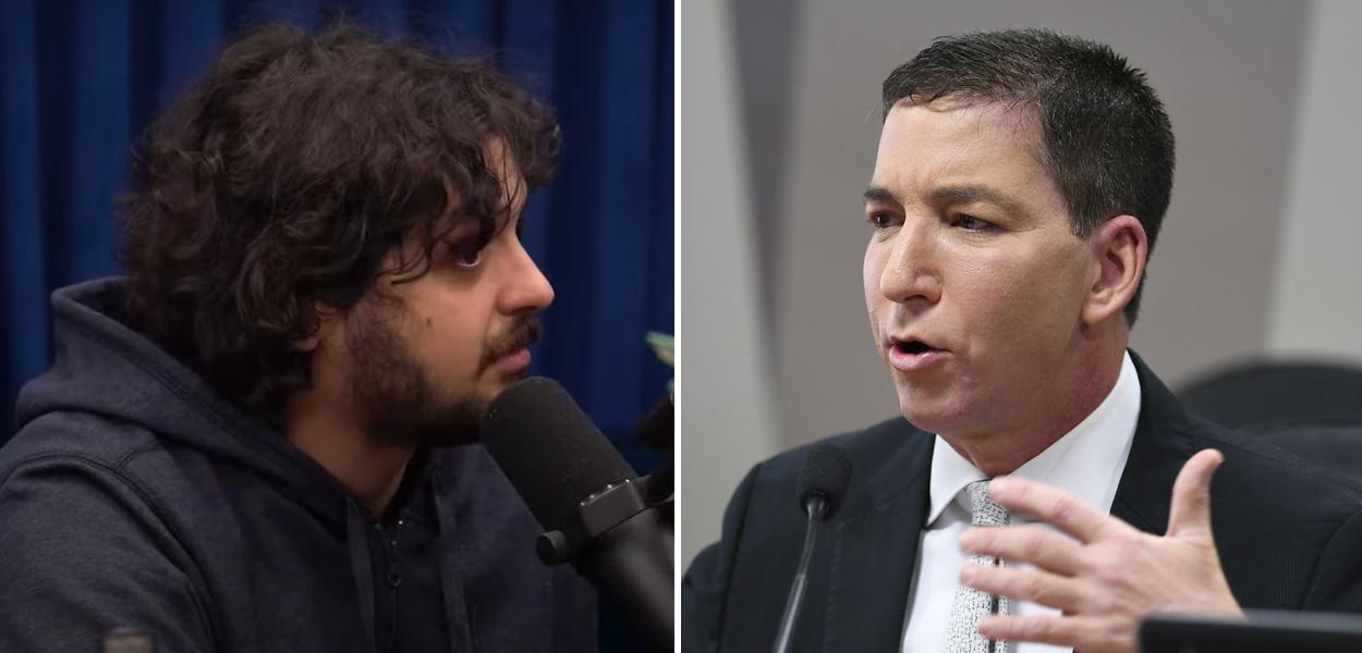 Monark e Glenn Greenwald (Foto: Reprodução/Youtube | Edilson Rodrigues/Agência Senado) Monark e Glenn Greenwald