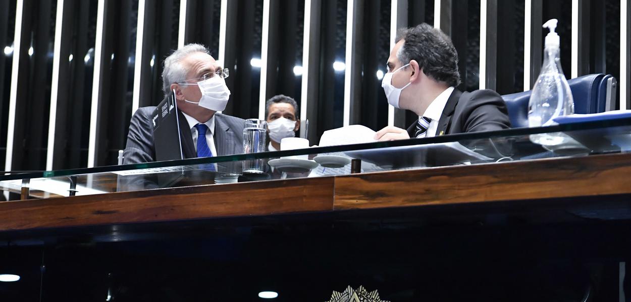 Renan Calheiros e Rodrigo Pacheco (Foto: Waldemir Barreto) Renan Calheiros e Rodrigo Pacheco