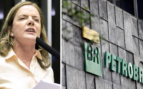 Gleisi Hoffmann e fachada da Petrobras (Foto: Gustavo Beszerra/PT | REUTERS/Sergio Moraes) Gleisi Hoffmann e fachada da Petrobras