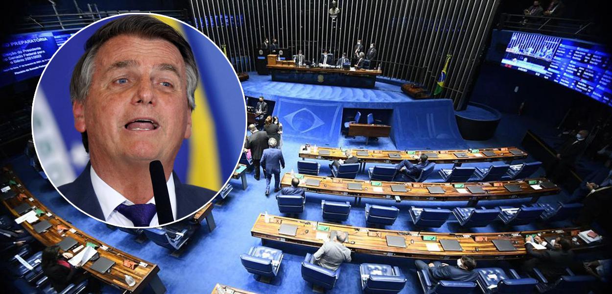 Jair Bolsonaro e plenário do Senado (Foto: REUTERS/Adriano Machado | Ag. Senado) www.brasil247.com - Jair Bolsonaro e plenário do Senado