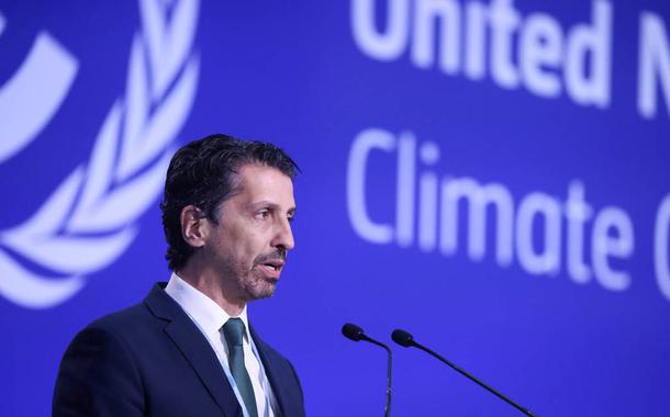 Ministro do Meio Ambiente, Joaquim Leite faz, faz discurso durante a COP26, em Glasgow (Foto: YVES HERMAN / REUTERS) Ministro do Meio Ambiente, Joaquim Leite faz, faz discurso durante a COP26, em Glasgow