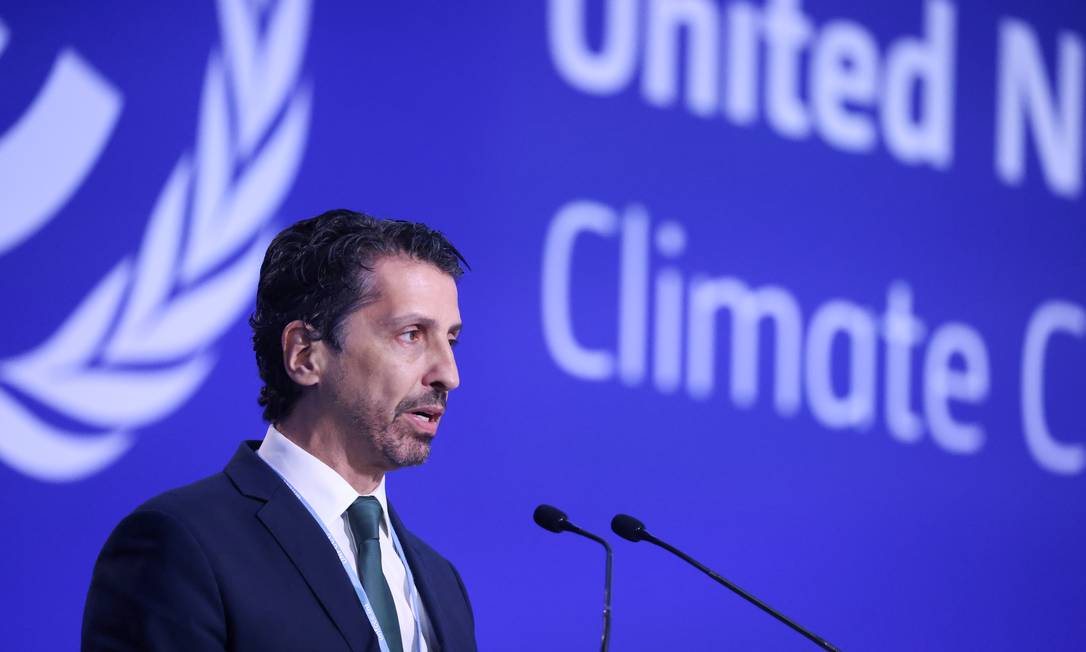 Ministro do Meio Ambiente, Joaquim Leite faz, faz discurso durante a COP26, em Glasgow (Foto: YVES HERMAN / REUTERS) Ministro do Meio Ambiente, Joaquim Leite faz, faz discurso durante a COP26, em Glasgow