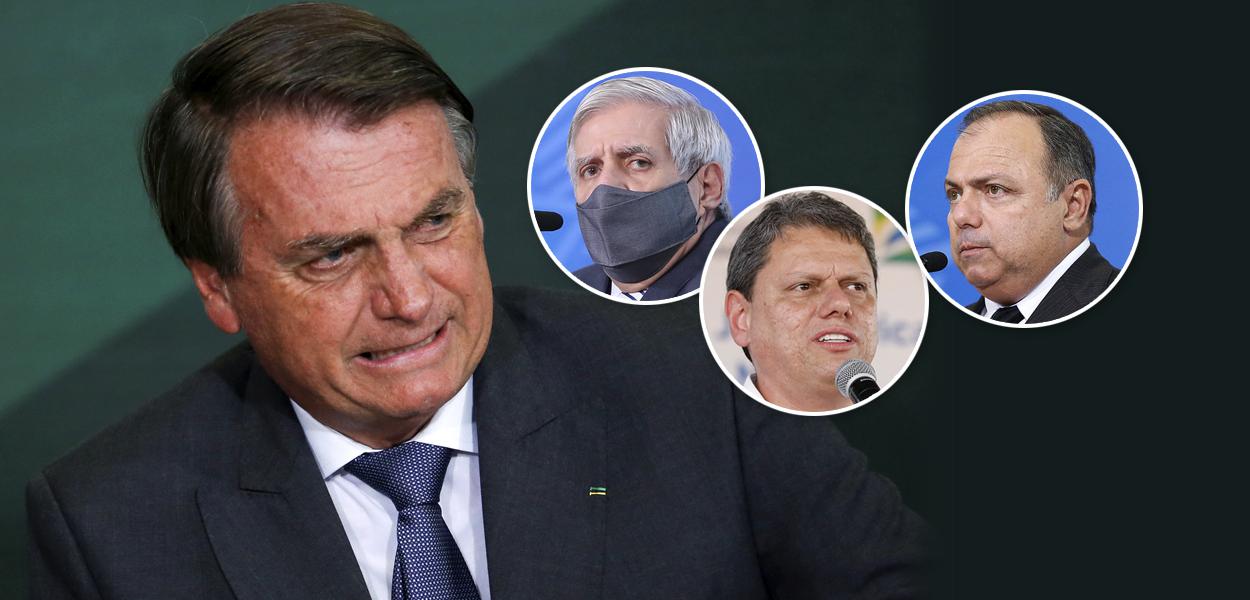 Bolsonaro, Augusto Heleno, Tacísio Freitas e Pazuello (Foto: Reuters | PR) Bolsonaro, Augusto Heleno, Tacísio Freitas e Pazuello