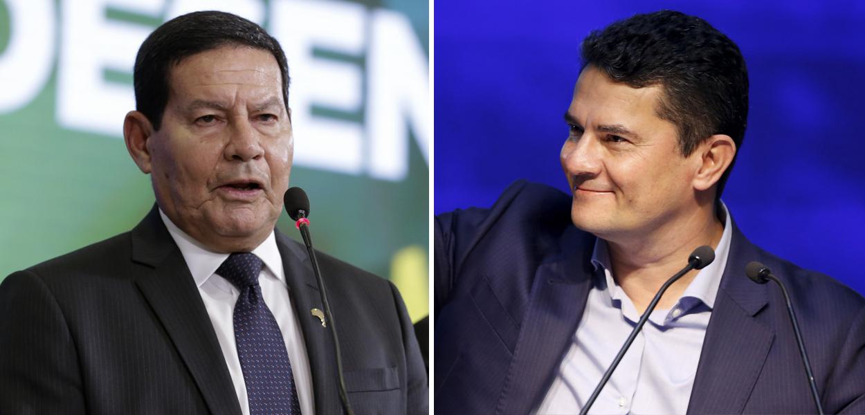Hamilton Mourão e Sergio Moro (Foto: Carolina Antunes/PR | REUTERS/Adriano Machado) www.brasil247.com - Hamilton Mourão e Sergio Moro