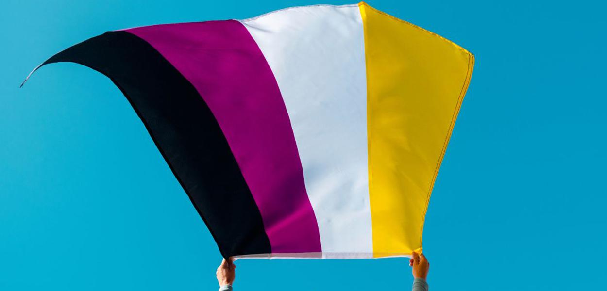 Bandeira da identidade não-binária (Foto: Shutterstock) www.brasil247.com - Bandeira da identidade não-binária