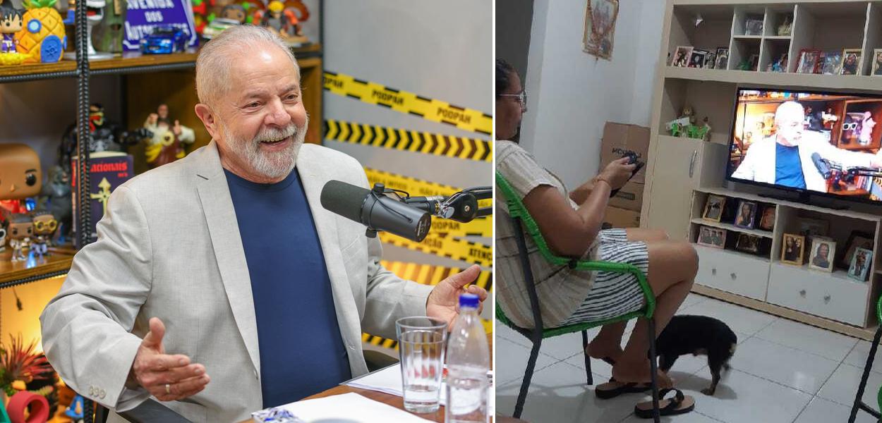 Lula e senhora assistindo o programa Podpah (Foto: Ricardo Stuckert | Reprodução/Facebook) www.brasil247.com - Lula e senhora assistindo o programa Podpah