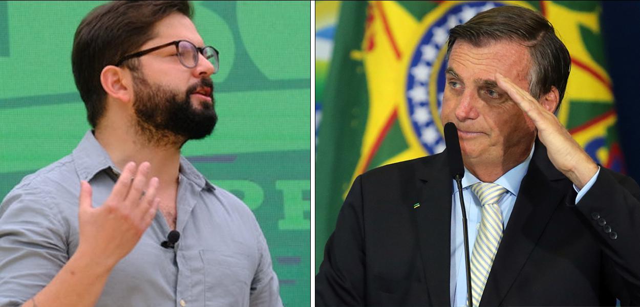Gabriel Boric e Jair Bolsonaro (Foto: Reprodução/Facebook | Agência Brasil) www.brasil247.com - Gabriel Boric e Jair Bolsonaro