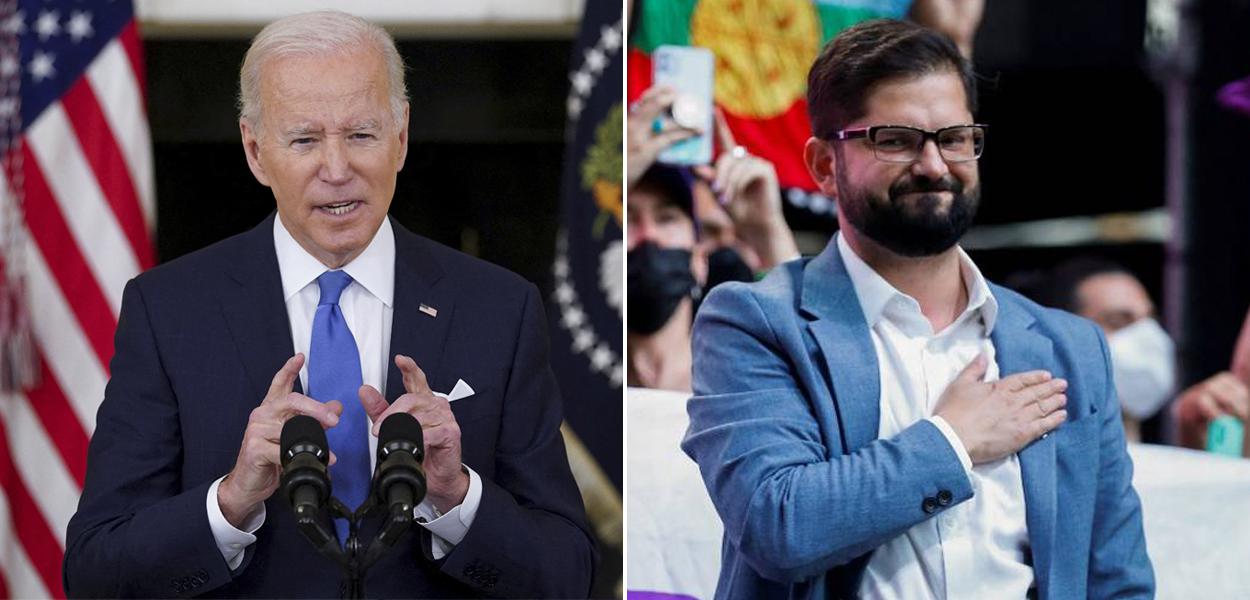 Joe Biden e Gabriel Boric (Foto: Reuters) www.brasil247.com - Joe Biden e Gabriel Boric