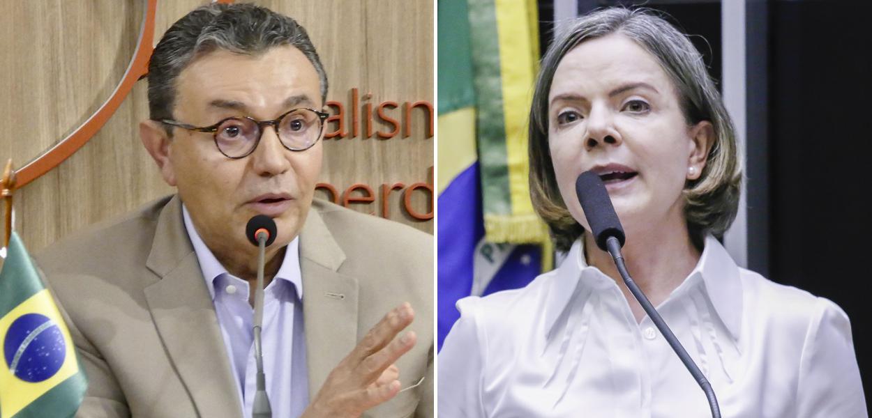 Presidentes nacionais do PSB, Carlos Siqueira, e do PT, Gleisi Hoffmann (Foto: Humberto Pradera/PSB | Marina Ramos/Câmara dos Deputados) www.brasil247.com - Presidentes nacionais do PSB, Carlos Siqueira, e do PT, Gleisi Hoffmann