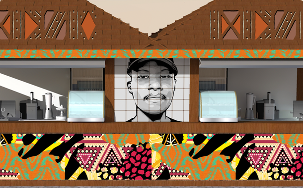 Fachada dos quiosques que serão transformados em memorial em homenagem à cultura congolesa e africana (Foto: Divulgação) Fachada dos quiosques que serão transformados em memorial em homenagem à cultura congolesa e africana