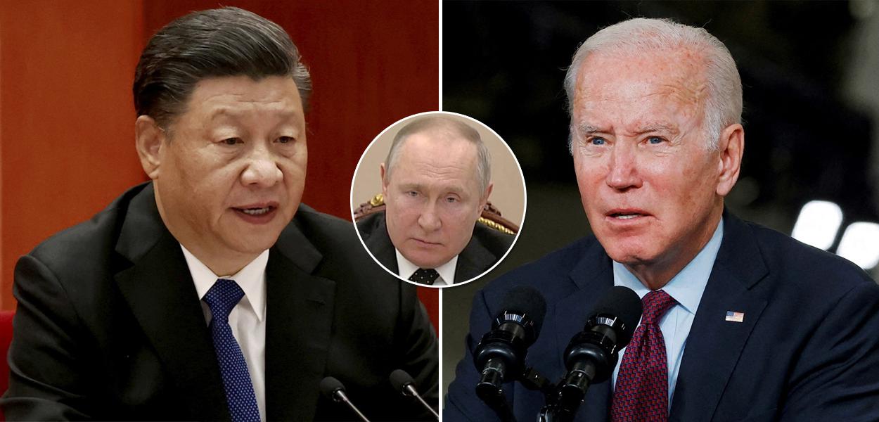 Xi Jinping, Vladimir Putin e Joe Biden (Foto: Reuters) www.brasil247.com - Xi Jinping, Vladimir Putin e Joe Biden
