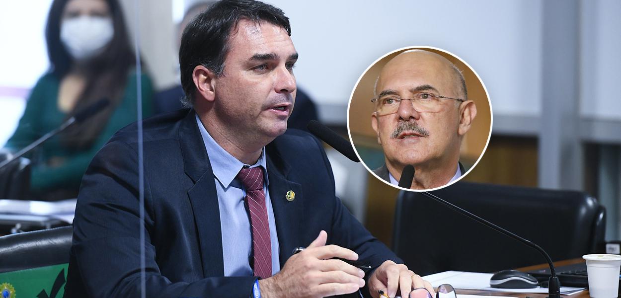 Flávio Bolsonaro e Milton Ribeiro (Foto: Marcos Oliveira/Agência Senado | Isac Nóbrega/PR) www.brasil247.com - Flávio Bolsonaro e Milton Ribeiro