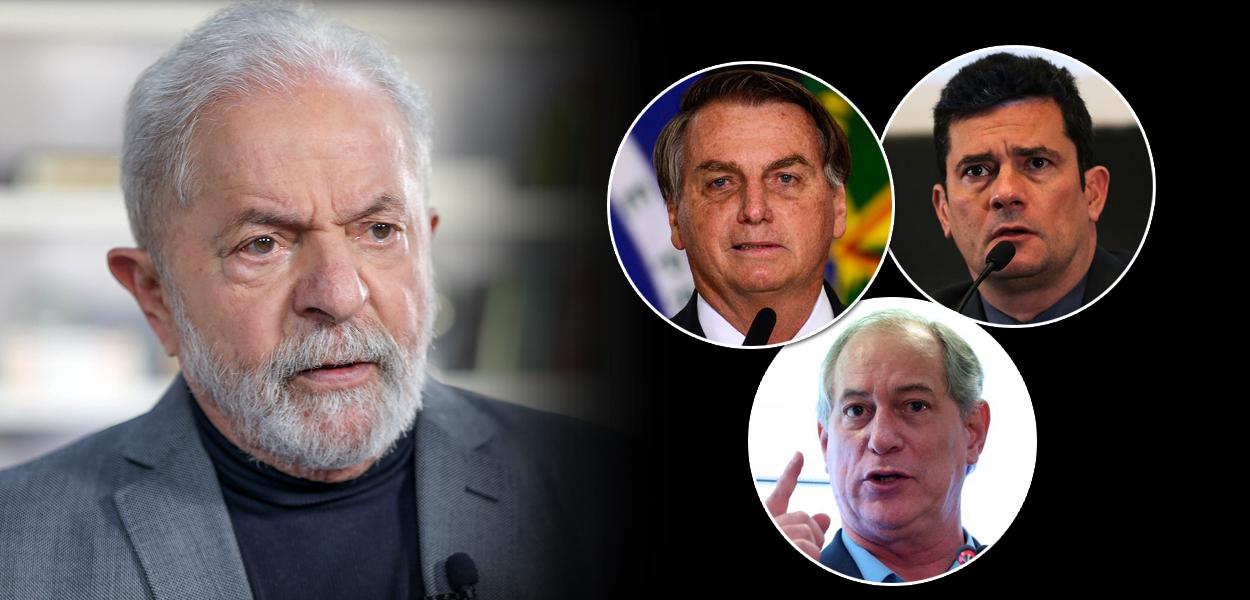 Ex-presidente Luiz Inácio Lula da Silva, Jair Bolsonaro, Ciro Gomes e Sérgio Moro (Foto: Ricardo Stuckert | Abr) www.brasil247.com - Ex-presidente Luiz Inácio Lula da Silva, Jair Bolsonaro, Ciro Gomes e Sérgio Moro