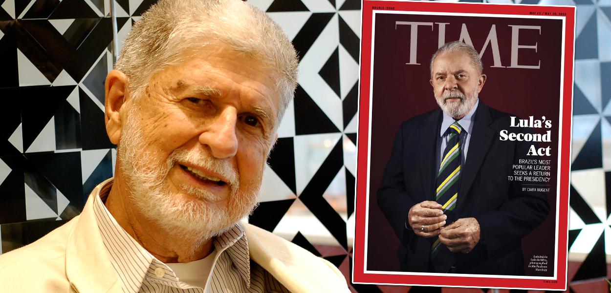Celso Amorim e a capa da revista Time (Foto: Felipe L. Gonçalves/Brasil247 | Reprodução) www.brasil247.com - Celso Amorim e a capa da revista Time