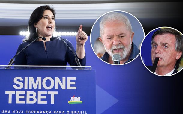 Simone Tebet, Lula e Bolsonaro (Foto: MDB Nacional | Reuters) Simone Tebet, Lula e Bolsonaro