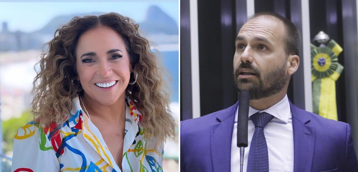Daniela Mercury e Eduardo Bolsonaro (Foto: Reprodução/Instagram | Paulo Sergio/Câmara dos Deputados) www.brasil247.com - Daniela Mercury e Eduardo Bolsonaro