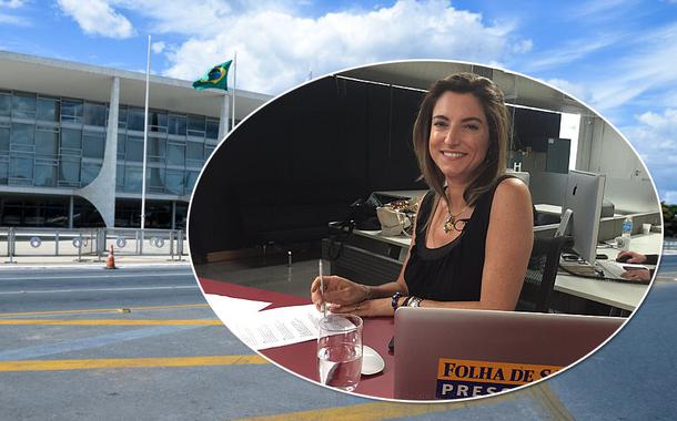 Jornalista Patrícia Campos Mello e o Palácio do Planalto ao fundo (Foto: ABr | Reprodução/Twitter) Jornalista Patrícia Campos Mello e o Palácio do Planalto ao fundo