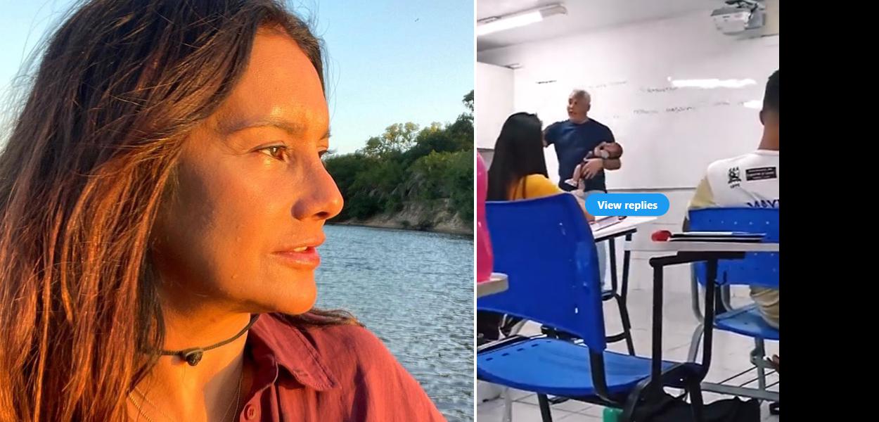 Dira Paes e seu irmão Pedro embalando bebê de aluna (Foto: Reprodução/Instagram) www.brasil247.com - Dira Paes e seu irmão Pedro embalando bebê de aluna