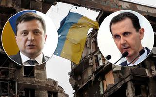 Vlodomyr Zelensky e Bashar Assad (Foto: Reuters) Vlodomyr Zelensky e Bashar Assad